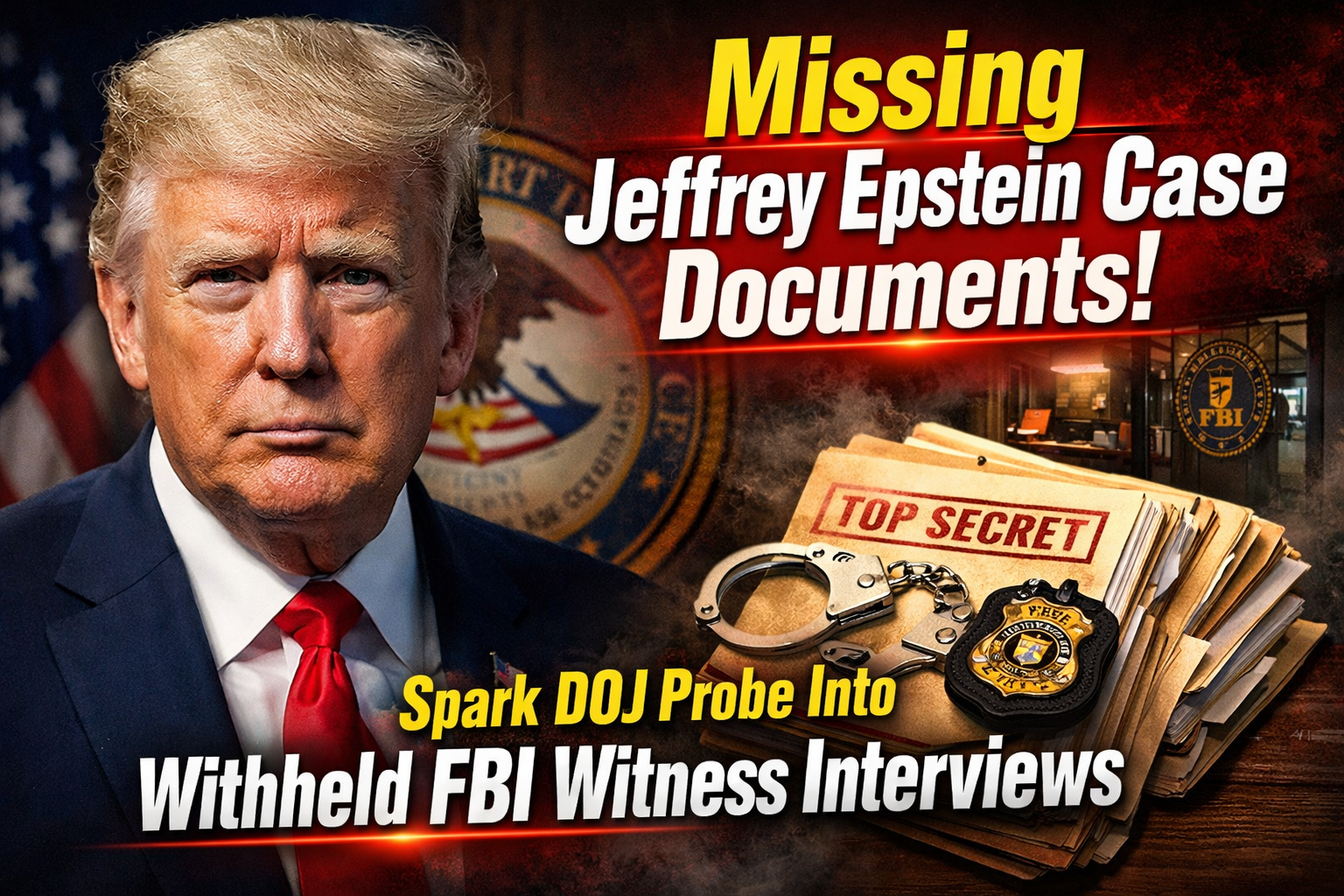 Missing Jeffrey Epstein Case Documents Spark DOJ Probe Into Withheld FBI Witness Interviews