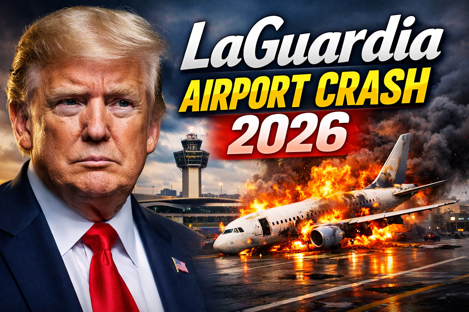 Trump's intense gaze with airport crash scene